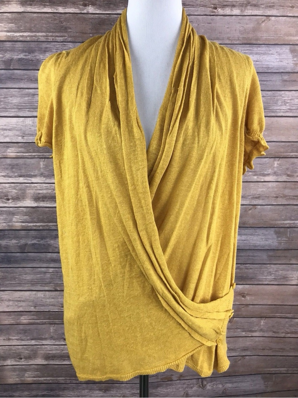 Anthropologie Moth Women's Marigold Draped Short-Sleeve Top